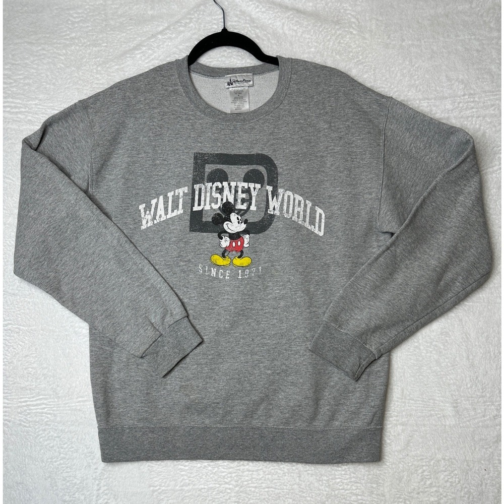 Disney Parks Walt Disney World Mickey Mouse Y2K Sweatshirt Unisex Medium Gray